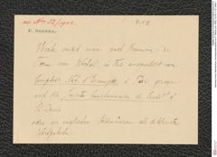 Nachlass Franz Steindachner, Korrespondenzkarte von F. Sikora (um 1902), Inv.Nr. 4.15, Seite 1